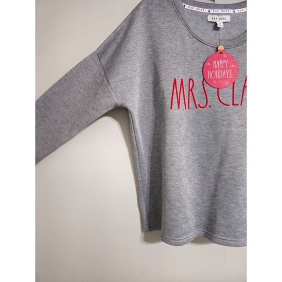 Rae Dunn Mrs Claus Sweatshirt Gray Red Christmas Holiday Size S NWT - Picture 2 of 8